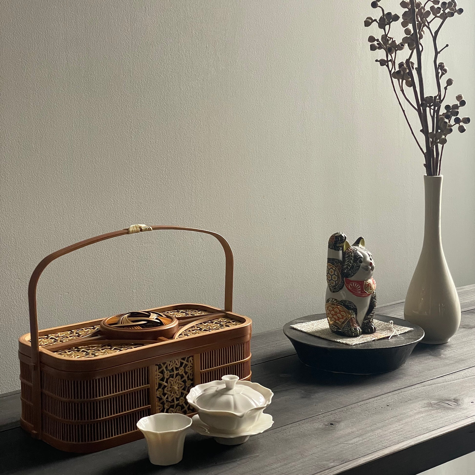 淡路手付き角菓子器(一段)