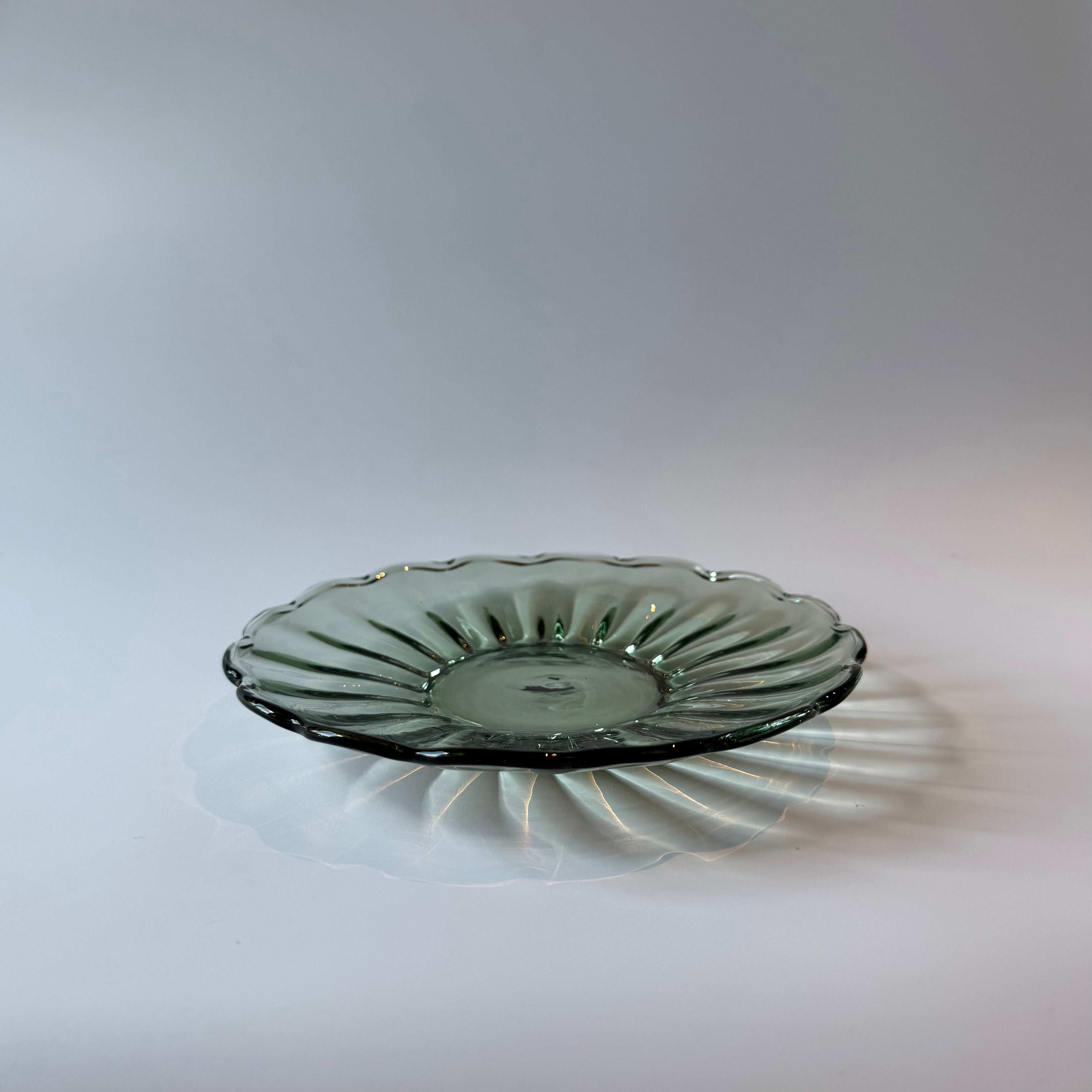 輪花モール皿　翠色