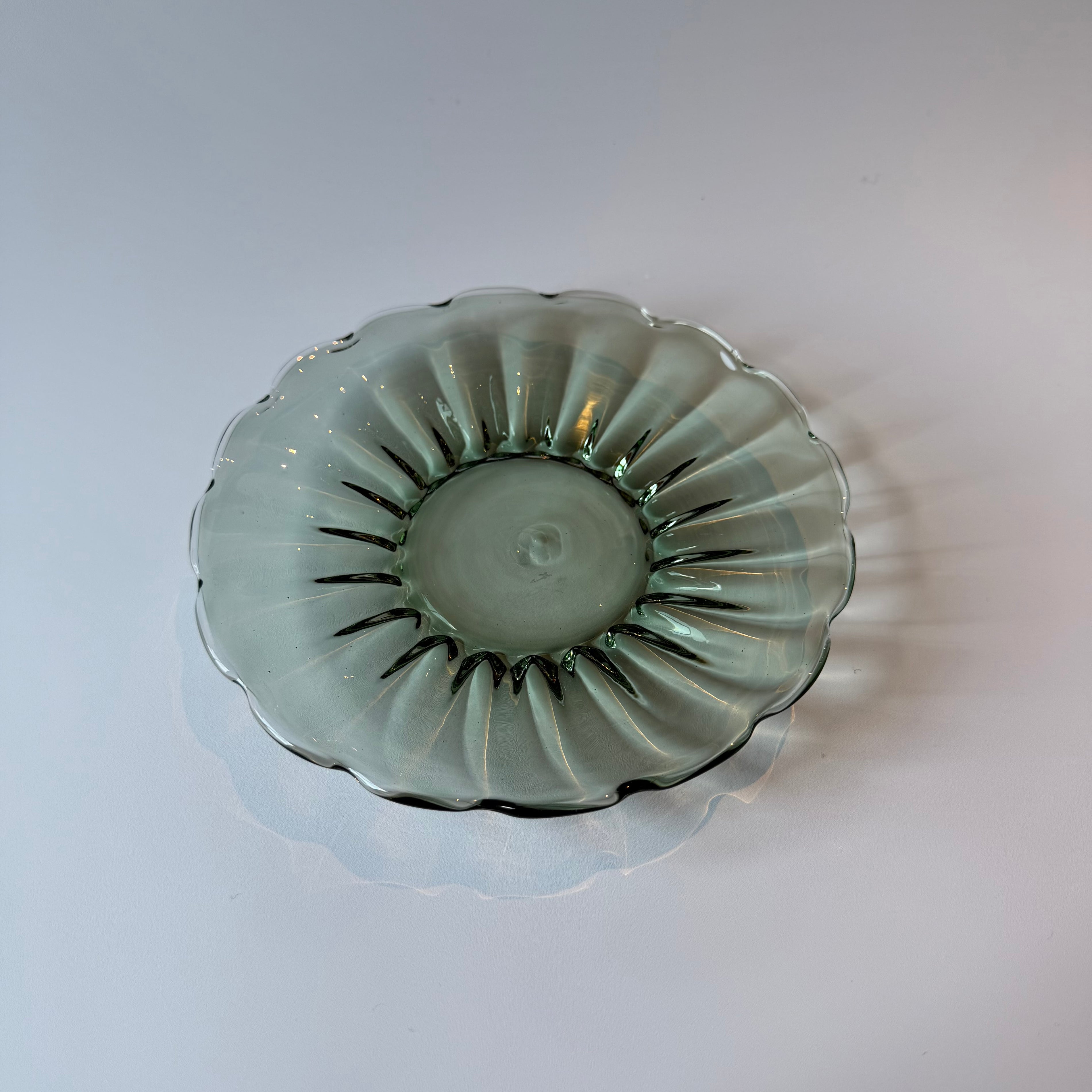 輪花モール皿　翠色