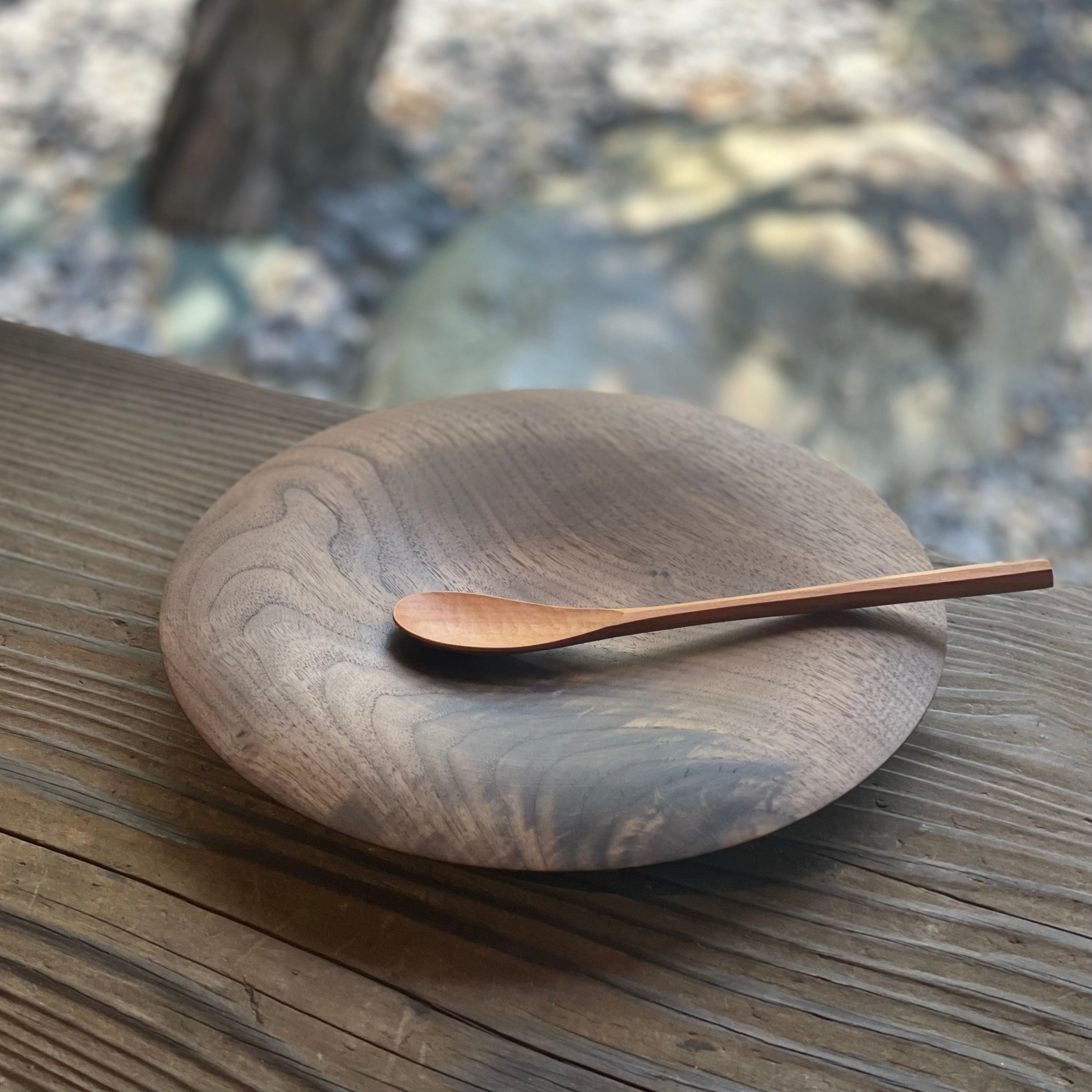 くぼみ皿（２５cm）　ウォルナット
