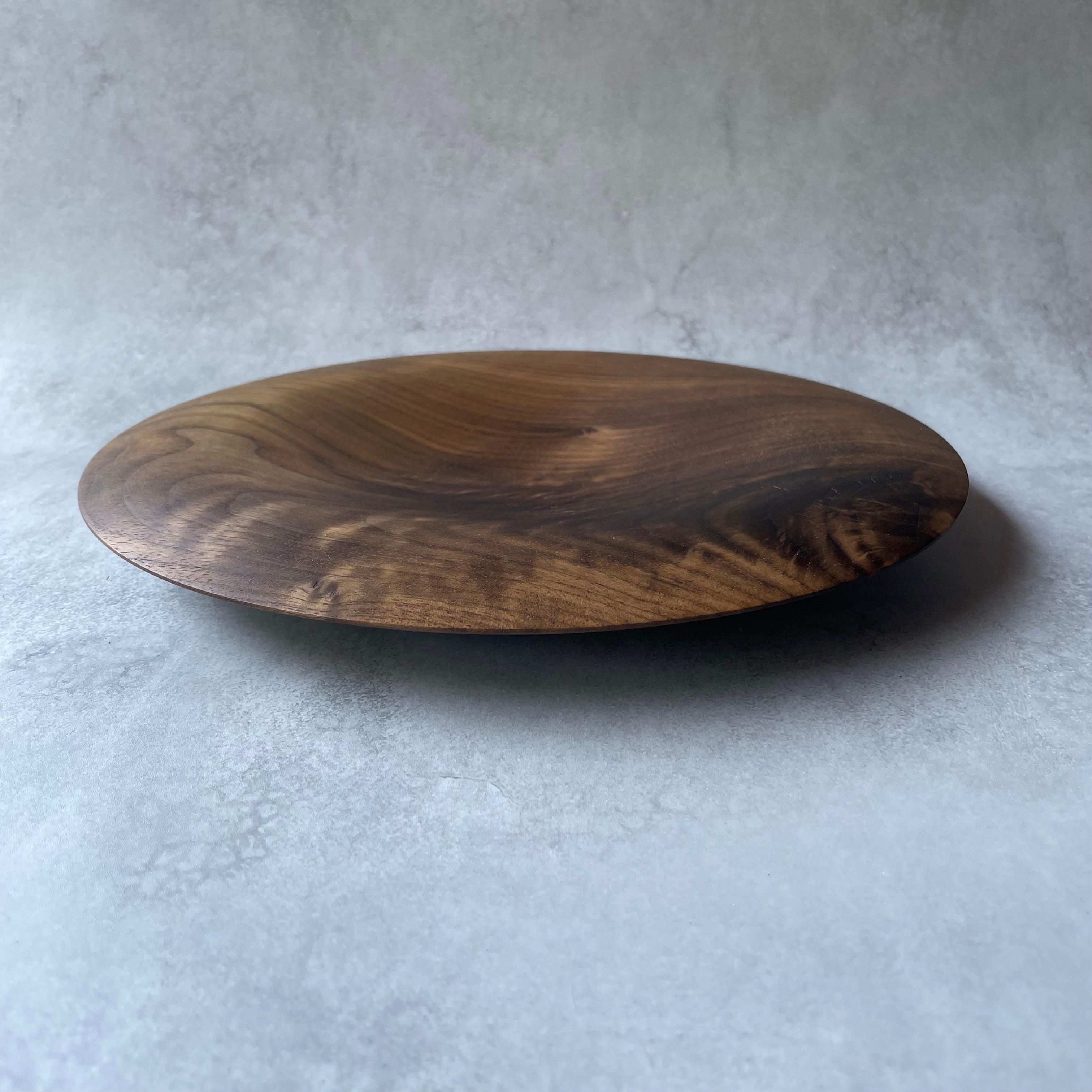 くぼみ皿（２５cm）　ウォルナット