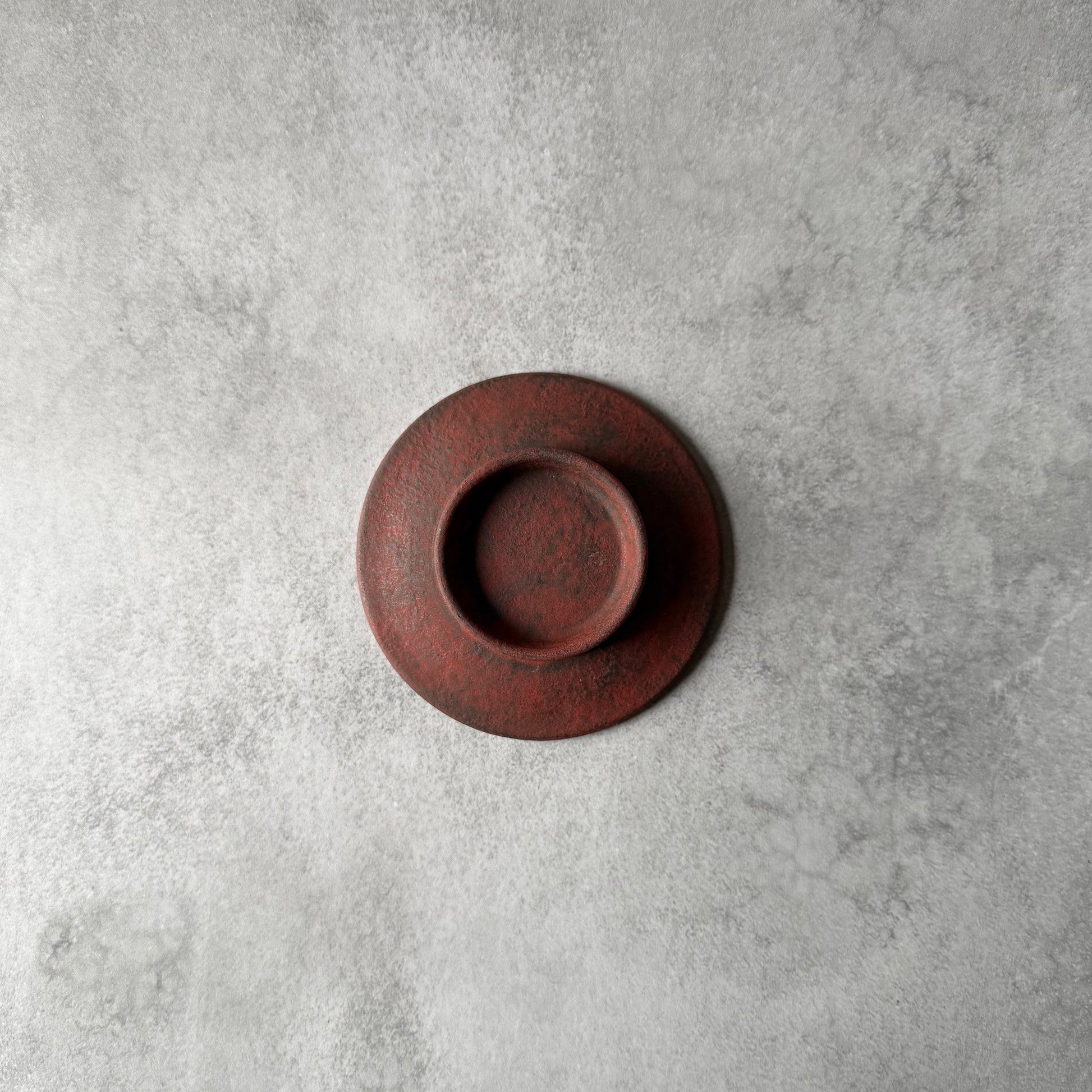 三寸リム皿　赤