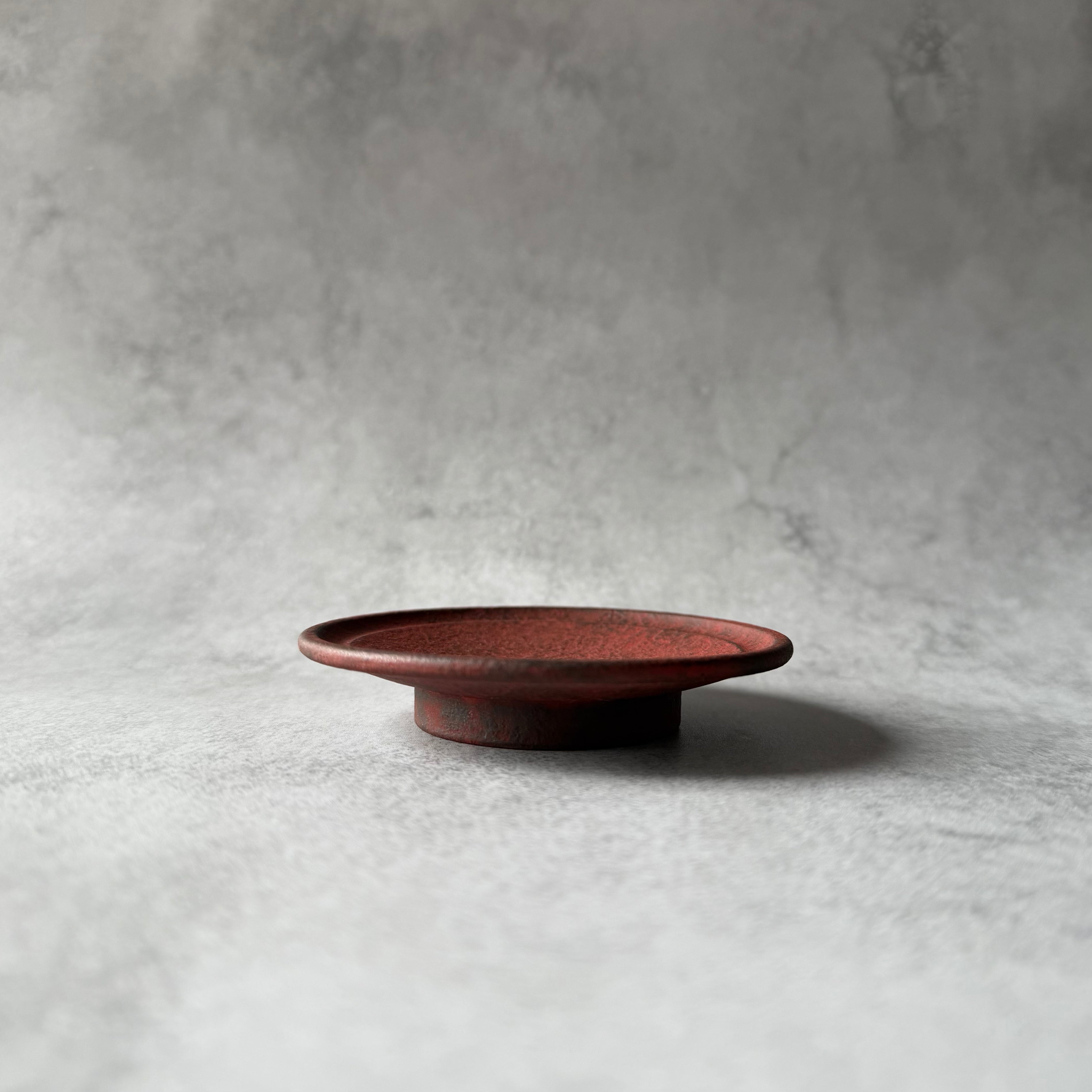 三寸リム皿　赤