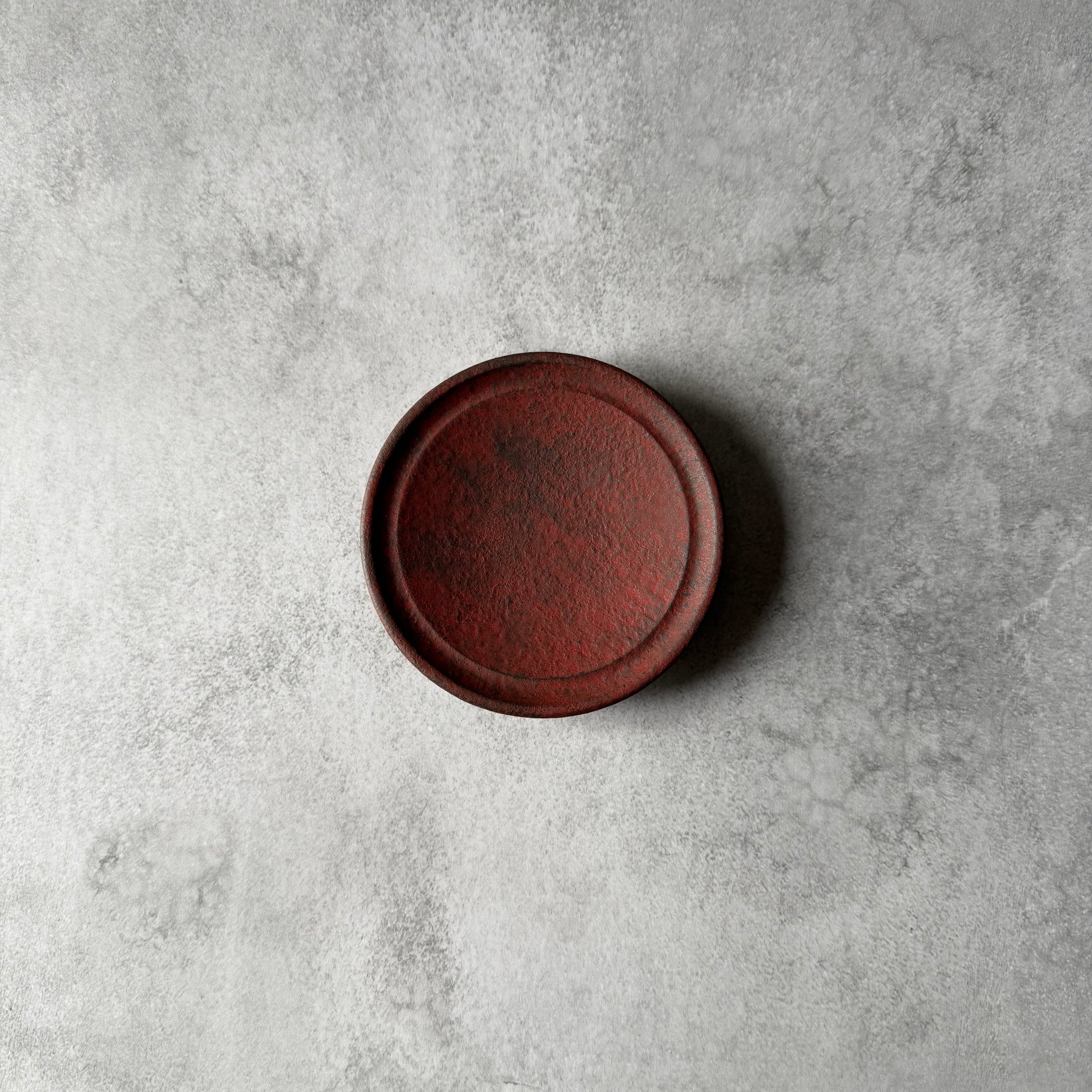 三寸リム皿　赤