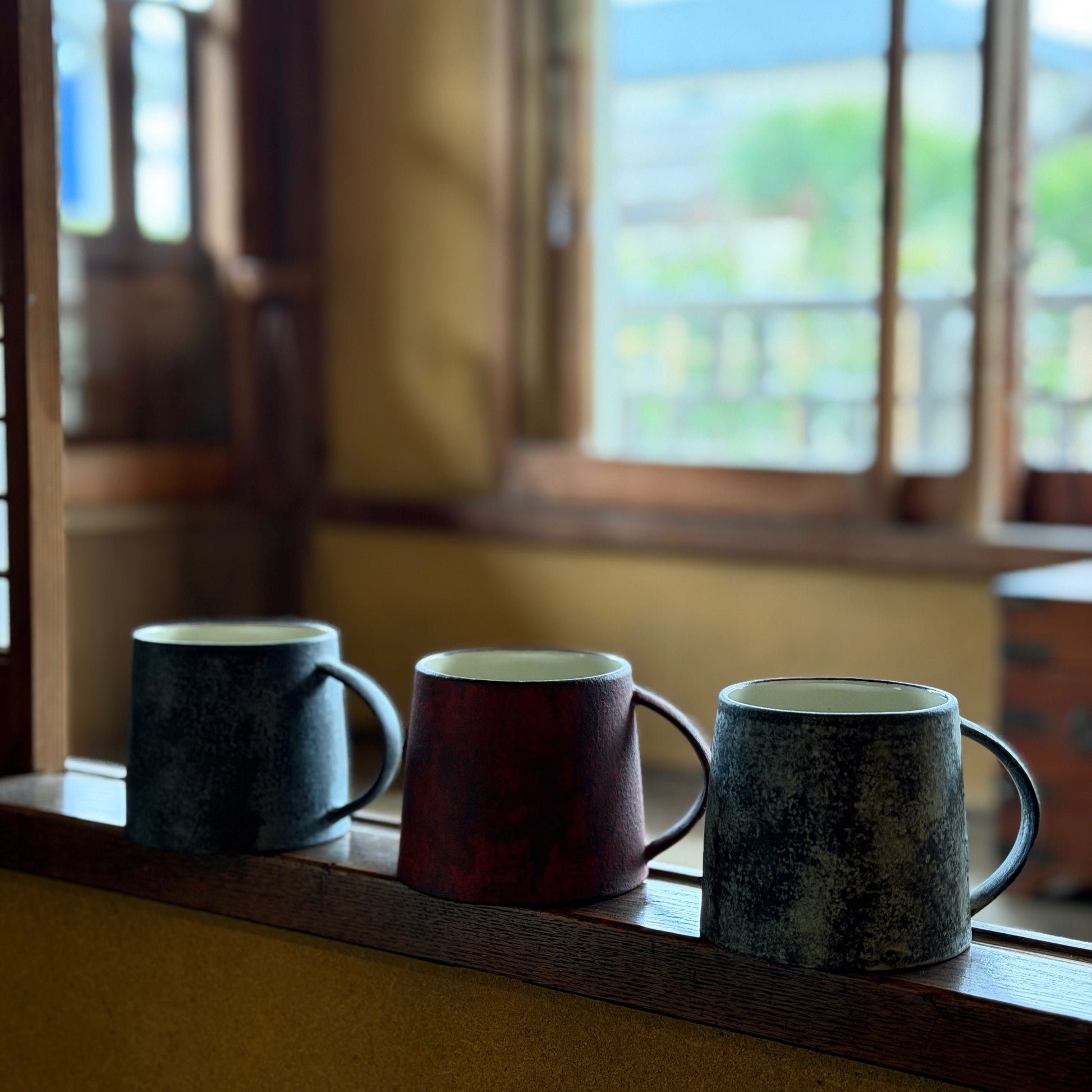 マグカップ　台形　青