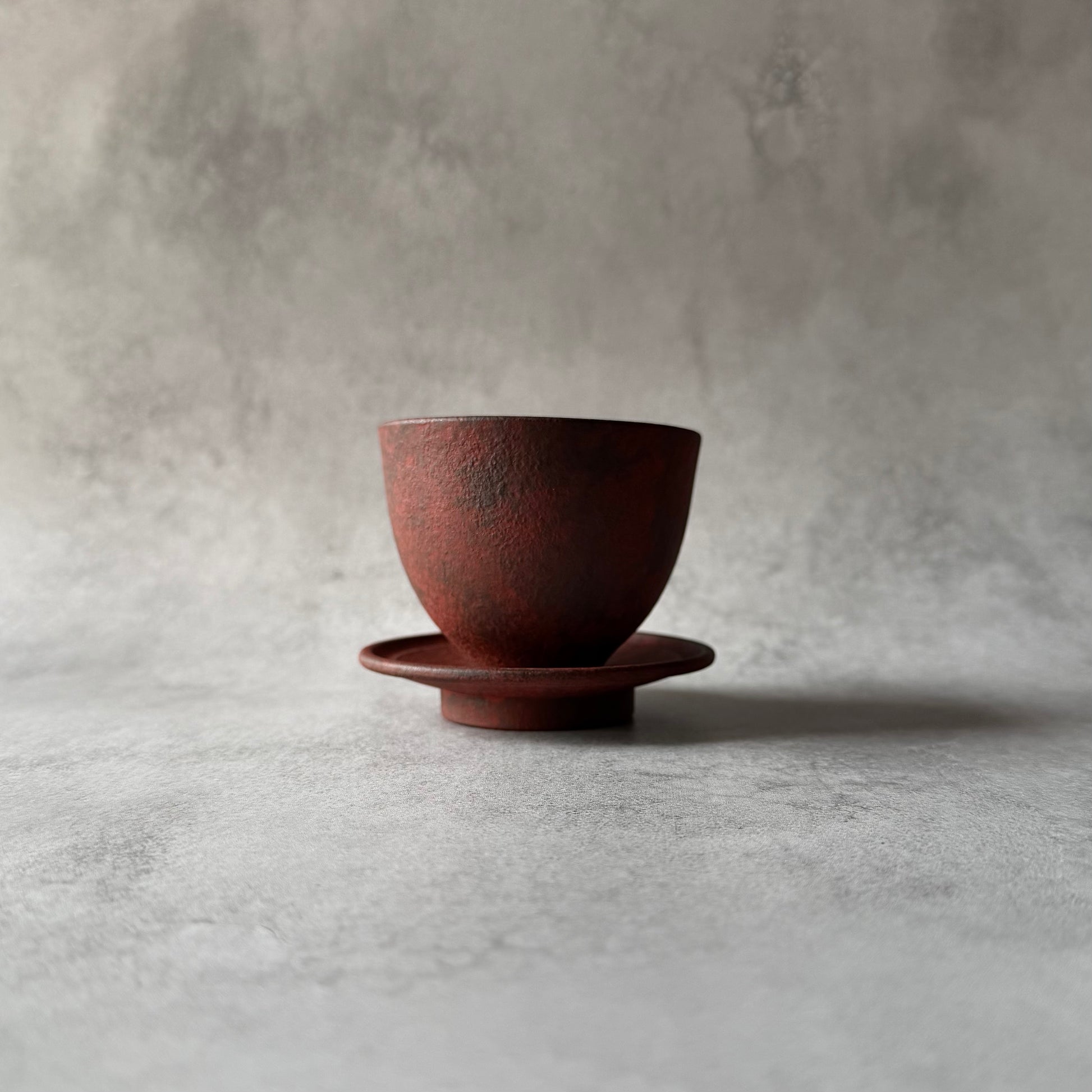 三寸リム皿　赤